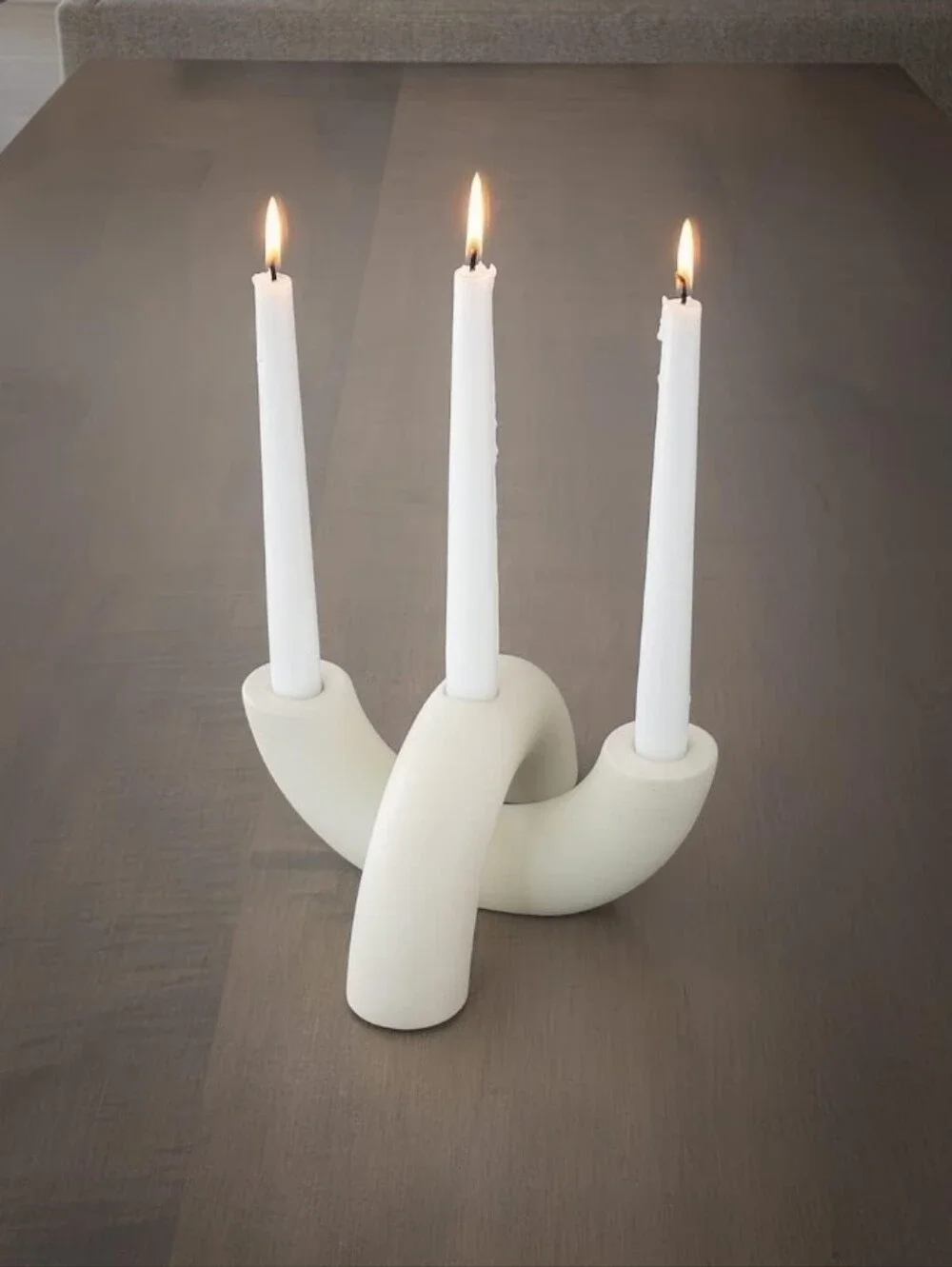 Sculptural Ceramic Taper Holders (Set of 2) – Ivory Matte